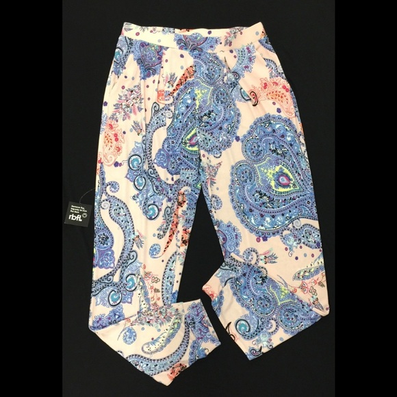 NWT Express Blue Paisley Track Pants - Picture 2 of 12